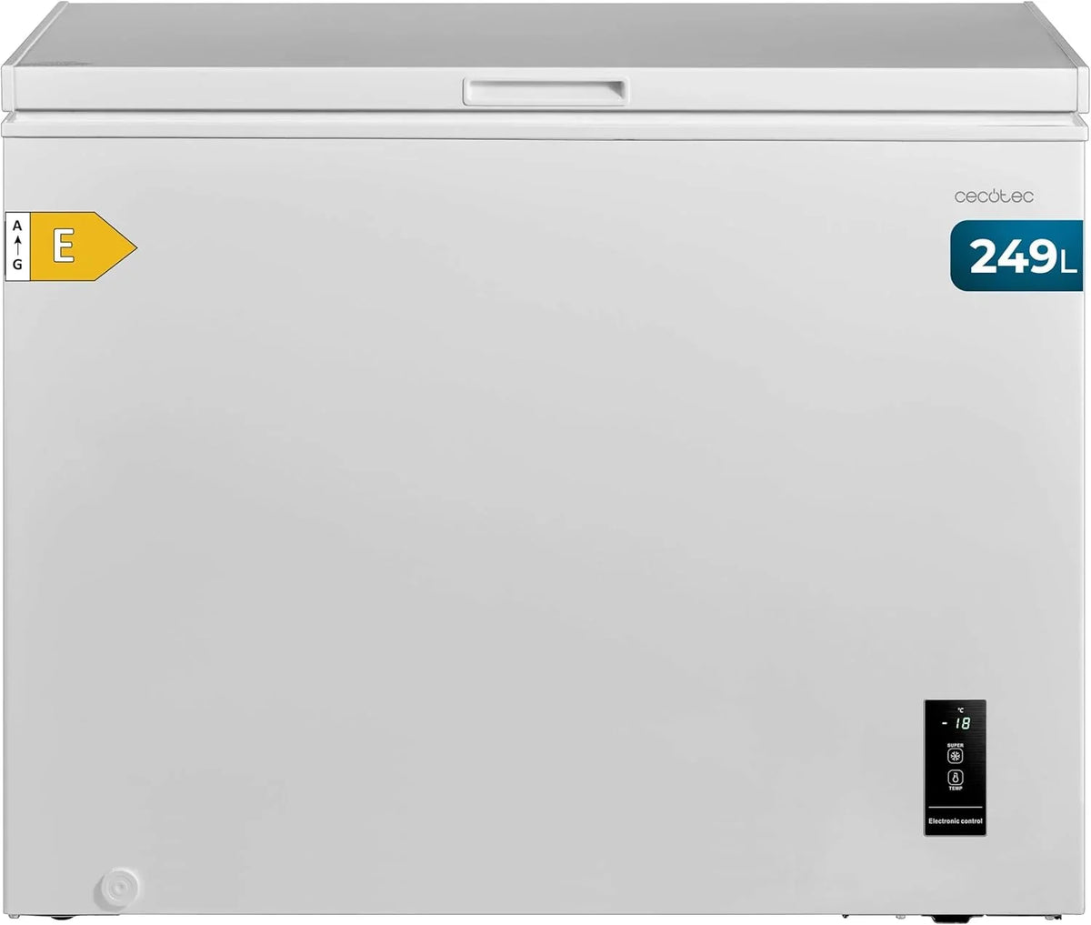 Cecotec Congelador Horizontal 249L Bolero CoolMarket Chest 249P White E. Cesta con Asas, Control Electrónico LED, UltraContact D-Cool, Dual Function,